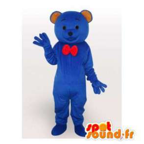 Blu mascotte orso con un nodo a farfalla - MASFR006481 - Mascotte orso