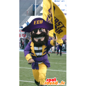 Pirate Mascot, in traditional yellow and purple outfit - MASFR21863 - Mascottes de Pirate