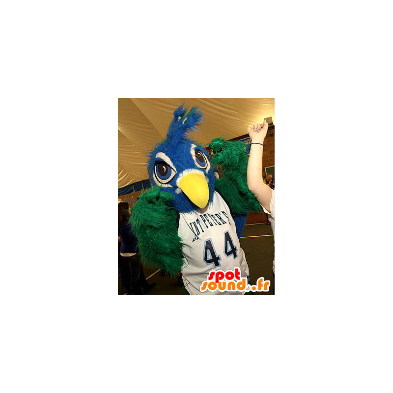 Modrý a zelený pták maskot, všechny chlupatý - MASFR21864 - maskot ptáci Modrý a zelený pták maskot, všechny chlupatý - MASFR21864 - maskot ptáci