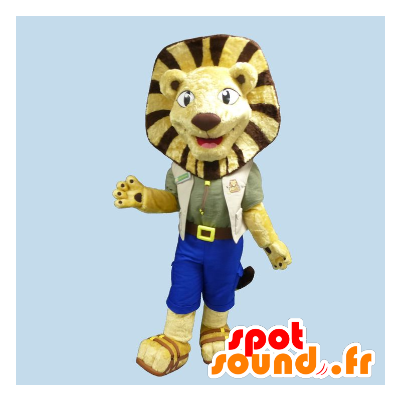 Lion Maskottchen, gelb und braun Junges im explorer - MASFR21866 - Löwen-Maskottchen