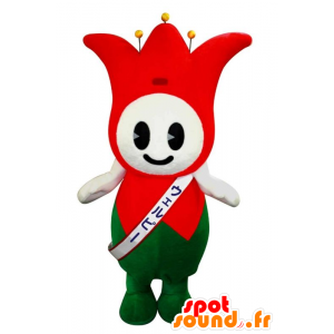 Vermelho e verde mascote rei bobo da corte, tulipa - MASFR21867 - Mascotes humanos