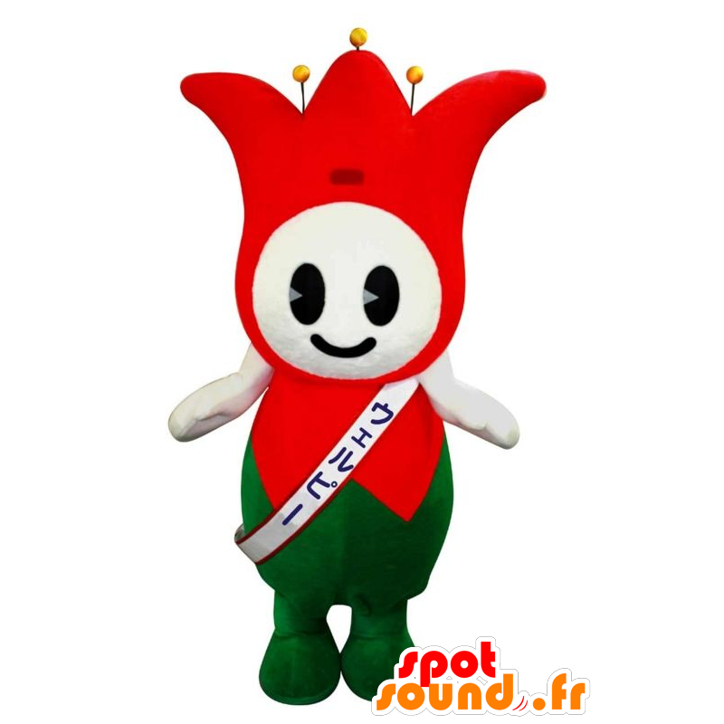 Mascotte rouge et verte de bouffon du roi, de tulipe - MASFR21867 - Mascottes Humaines