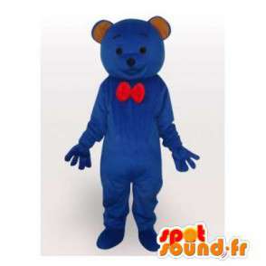 Blue bear mascot with a node butterfly - MASFR006481 - Bear mascot