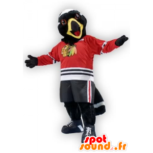 Mascotte d'aigle, d'oiseau noir et blanc, en tenue de sport - MASFR21877 - Mascotte d'oiseaux