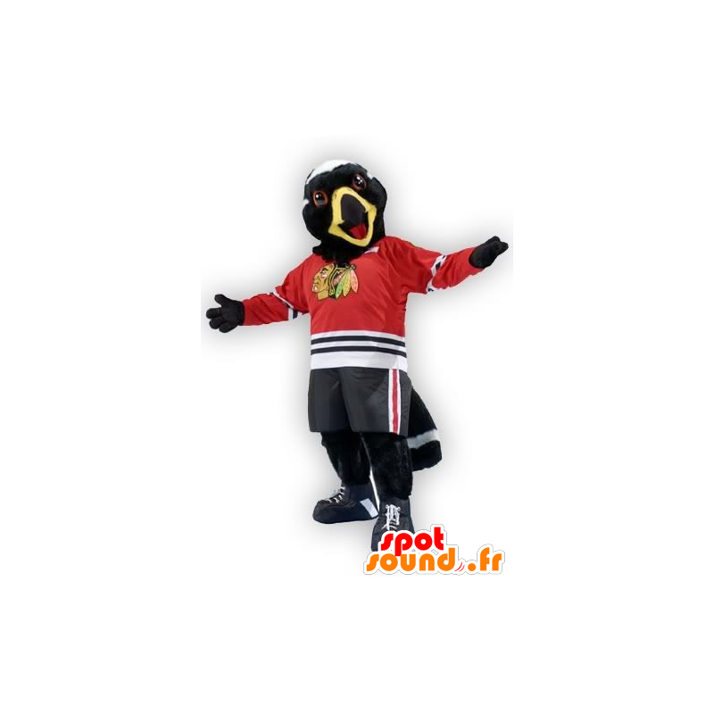 Mascot eagle, black and white bird in sportswear - MASFR21877 - Mascot of birds