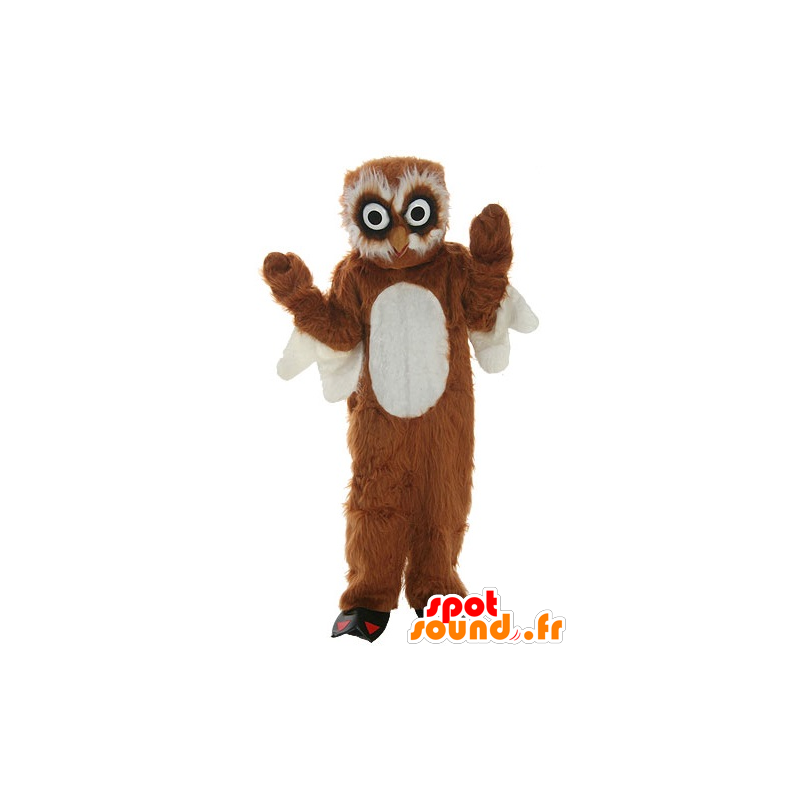 Mascot bruine en witte uil, alle harige - MASFR21878 - Mascot vogels