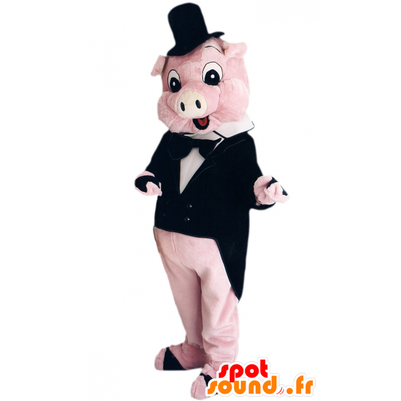 Maiale rosa mascotte costume cravatta - MASFR21879 - Maiale mascotte