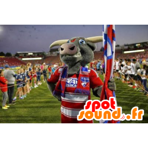Ku maskot, grå bøffel i sportsklær - MASFR21882 - Cow Maskoter
