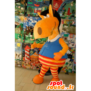 Cavallo mascotte arancione, rosso e nero, divertente e colorato - MASFR21886 - Cavallo mascotte