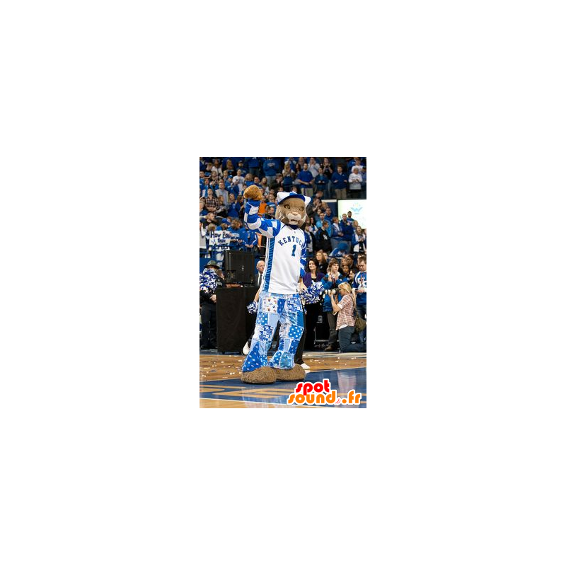 Tiger Mascot, lynx, blue and white outfit - MASFR21890 - Tiger mascots Tiger Mascot, lynx, blue and white outfit - MASFR21890 - Tiger mascots