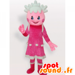 Pigemaskot, lyserød og hvid dukke - Spotsound maskot kostume