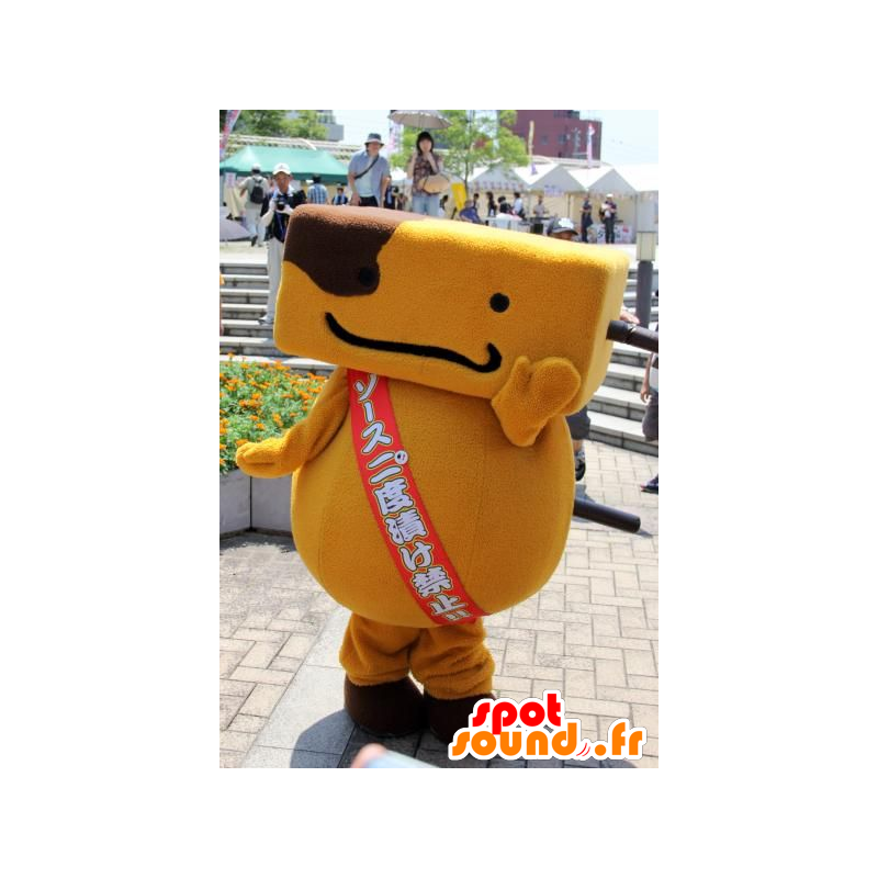 Mascote homem laranja e marrom, alegre - MASFR21900 - Mascotes não classificados