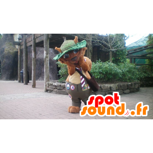 Bever maskot, ekorn brun med en grønn lue - MASFR21904 - Beaver Mascot