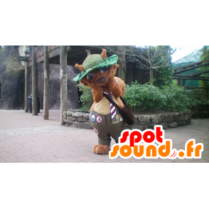 Majava maskotti, orava ruskea vihreä hattu - MASFR21904 - Mascottes de castor