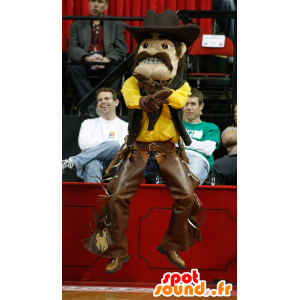 Cowboy mascot mustache in yellow and brown outfit - MASFR21905 - Human mascots
