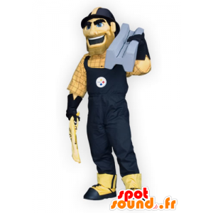 Homem mascote, trabalhador, trabalhador manual de macacão - MASFR21907 - Mascotes homem
