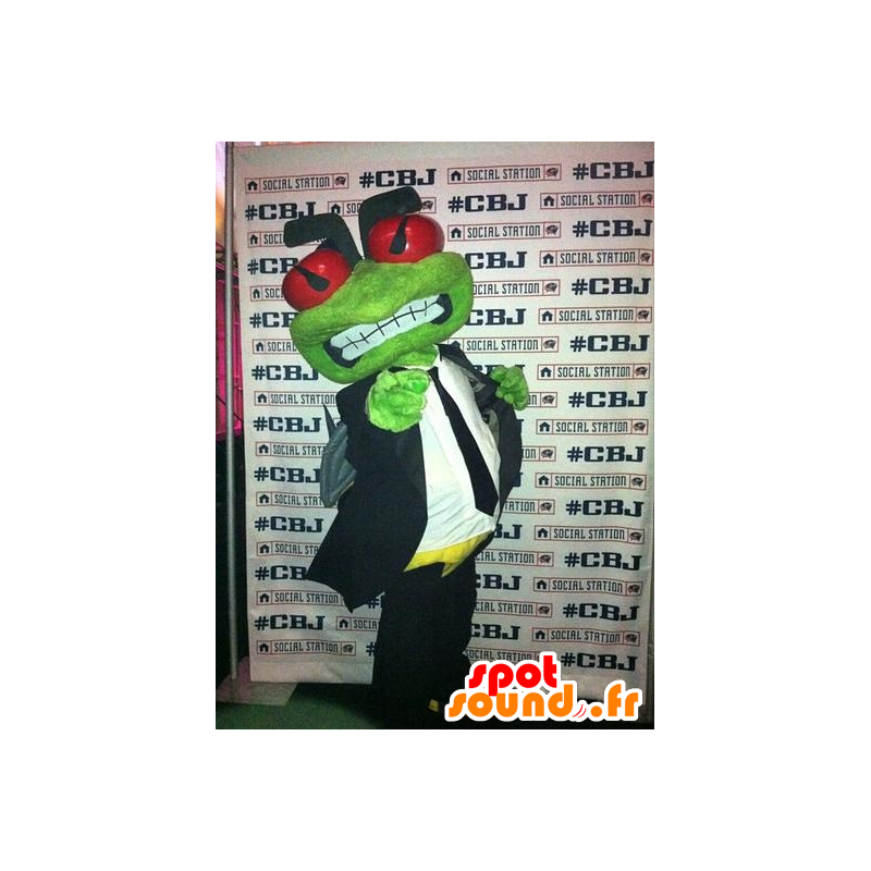 Mascotte de grenouille verte, en costume cravate - MASFR21913 - Mascottes Grenouille