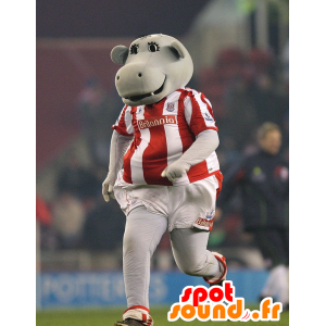 Mascotte d'hippopotame gris en tenue de sport - MASFR21914 - Mascottes Hippopotame