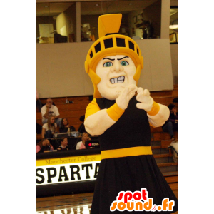 Knight Mascot black outfit with a yellow helmet - MASFR21915 - Mascots of Knights