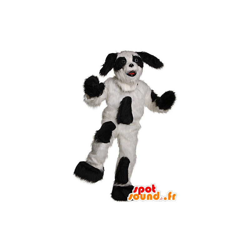 Hund maskot svart og hvitt, alle hårete - MASFR21918 - Dog Maskoter