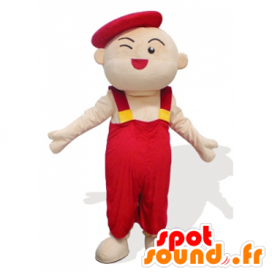 Mascot man, kind, kunstenaar, in rode overalls - MASFR21927 - mascottes Child