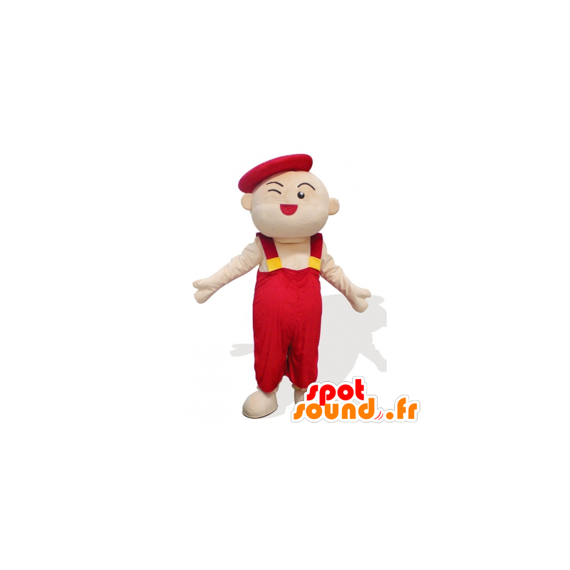 Mascot man, kind, kunstenaar, in rode overalls - MASFR21927 - mascottes Child