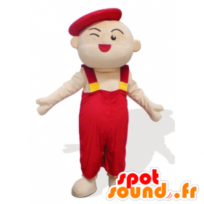 Mascot man, child, artist, in red overalls - MASFR21927 - Mascots child