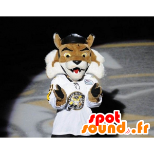 Tigre mascote castanho e branco no desporto - MASFR21933 - Tiger Mascotes