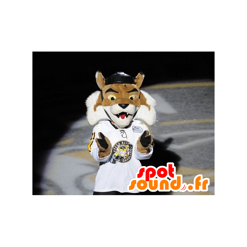 Braune und weiße Tiger-Maskottchen in der Sportkleidung - MASFR21933 - Tiger Maskottchen Braune und weiße Tiger-Maskottchen in der Sportkleidung - MASFR21933 - Tiger Maskottchen
