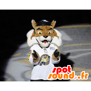 Bruine en witte tijger mascotte in sportkleding - MASFR21933 - Tiger Mascottes