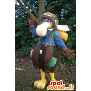 Big blue bird mascot, dressed in aviator - MASFR21937 - Mascot of birds