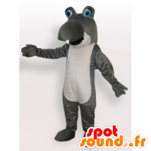 Rolig grå och vit hajmaskot - Spotsound maskot