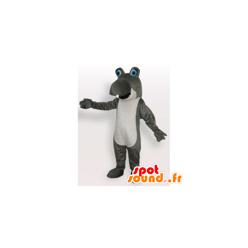 Mascot cinza engraçado e tubarão branco - MASFR21941 - mascotes tubarão