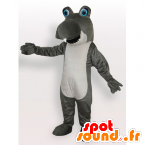 Mascot divertente grigio e squalo bianco - MASFR21941 - Squalo mascotte