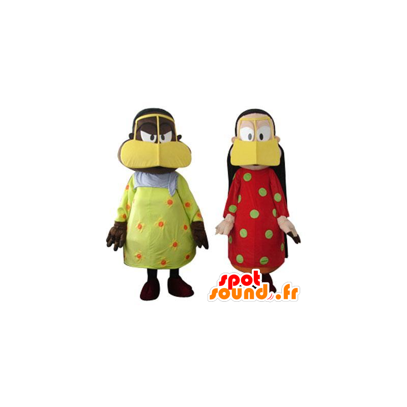 2 mascotes de mulheres orientais, colorido - MASFR21945 - Mascotes femininos