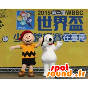 2 kända maskotar av Charlie Brown och Snoopy - Spotsound maskot