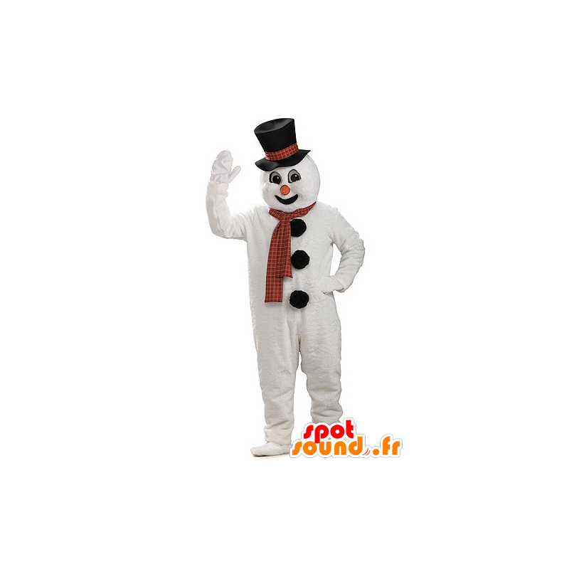 Mascotte de bonhomme de neige géant, avec un chapeau - MASFR21948 - Mascottes Noël