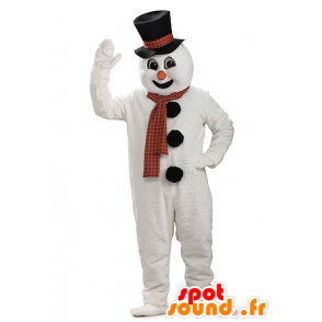 Mascotte de bonhomme de neige géant, avec un chapeau - MASFR21948 - Mascottes Noël