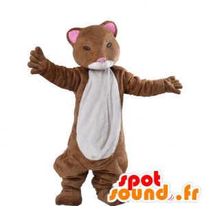 Brun og hvid ilder maskot, hamster - Spotsound maskot kostume