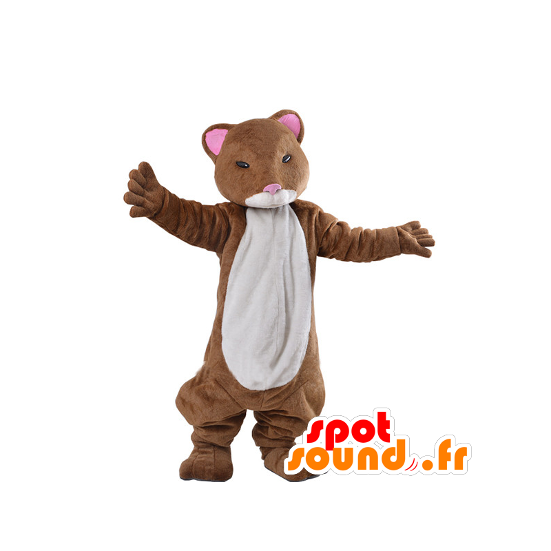 Brun og hvid ilder maskot, hamster - Spotsound maskot kostume