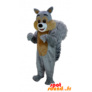 Brun og grå egern maskot, kæmpe og behåret - Spotsound maskot