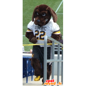 Mascotte de chien marron en tenue de sport - MASFR21975 - Mascottes de chien