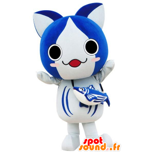 Grandes azul y mascota gato blanco, camino del manga - MASFR21982 - Mascotas gato