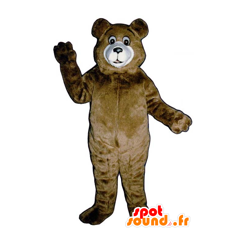 Tukku Mascot ruskea ja valkoinen karhu, jättiläinen - MASFR21986 - Bear Mascot