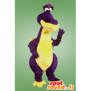 Mascotte de dragon violet et jaune, géant - MASFR21995 - Mascotte de dragon