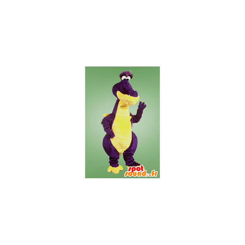 Purpurowy i żółty smok maskotka, gigant - MASFR21995 - smok Mascot