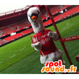 Maskot labuť drží červené sportovní - MASFR21996 - maskoti Swan