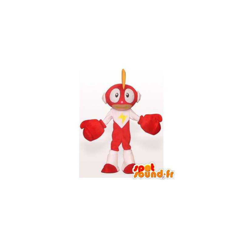 Mascot lila Katze im roten Kleid - MASFR006486 - Katze-Maskottchen