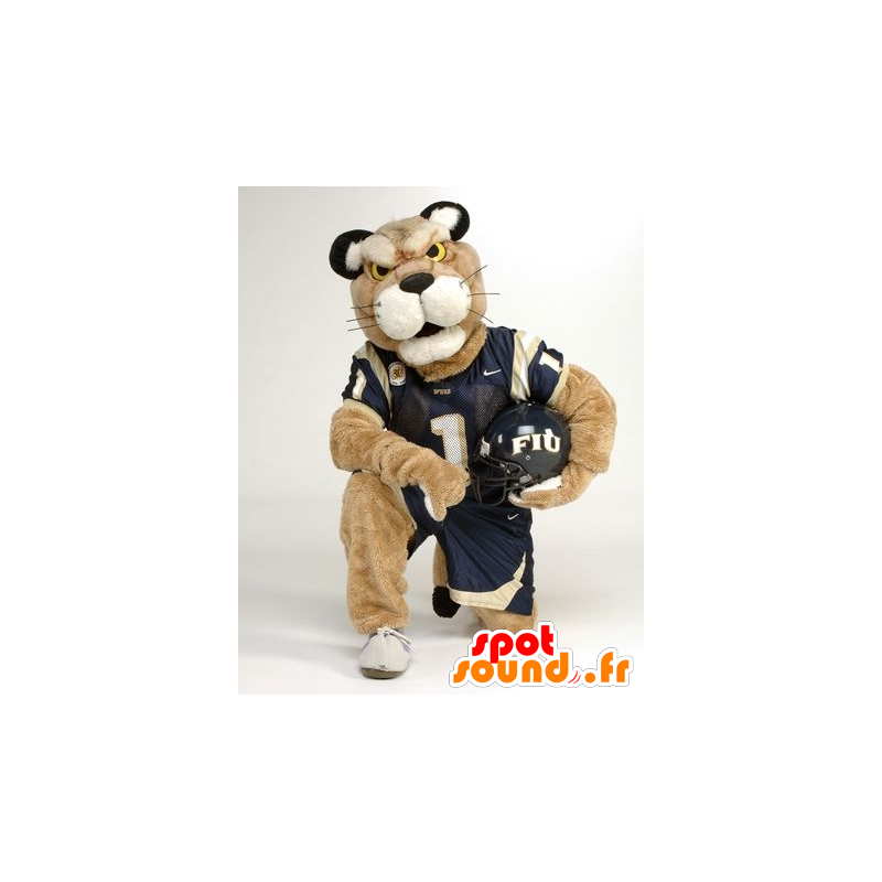 Beige tigre mascotte in abito sportivo - MASFR22003 - Mascotte tigre