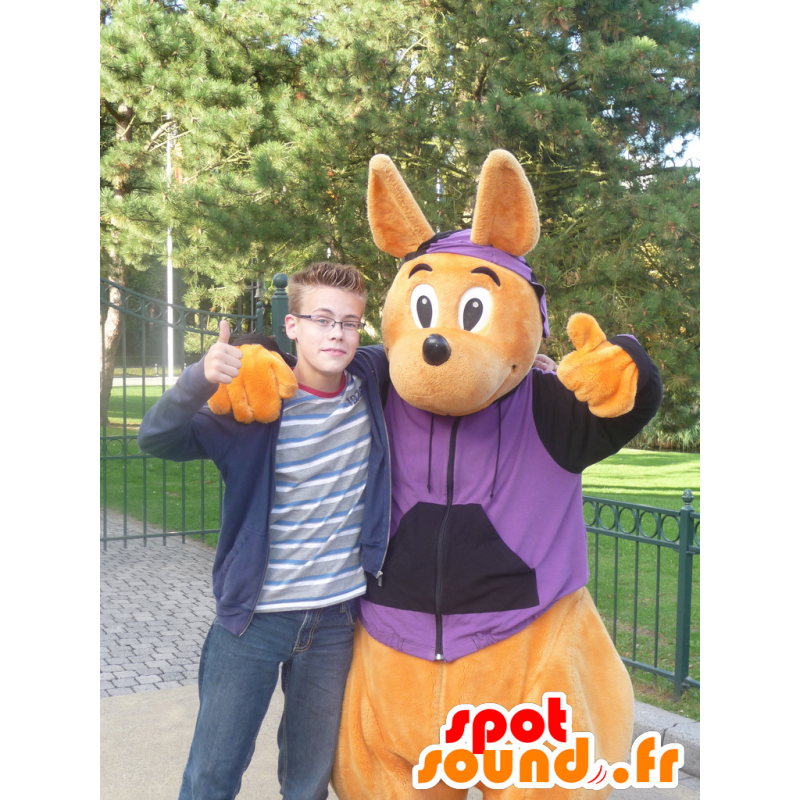 πορτοκαλί καγκουρό μασκότ, Walibi - MASFR22005 - μασκότ καγκουρό πορτοκαλί καγκουρό μασκότ, Walibi - MASFR22005 - μασκότ καγκουρό